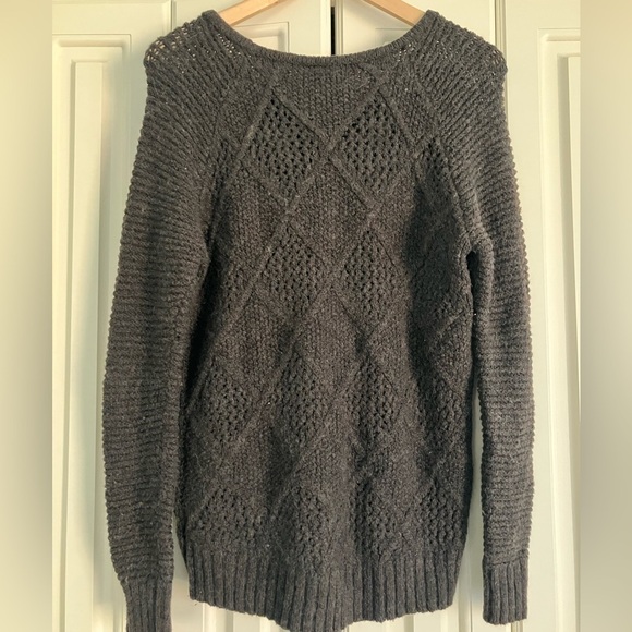 American Eagle Brown Diamond Wool Blend Knit Long Sleeved Sweater Size Small - Picture 2 of 6